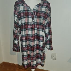 Plaid Long Sleeve sleep Dress